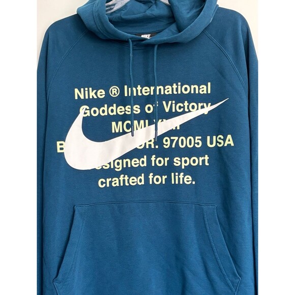 Nike International Goddess Of‎ Victory Pullover Hooded Sweatshirt Blue Size XL - Picture 2 of 11